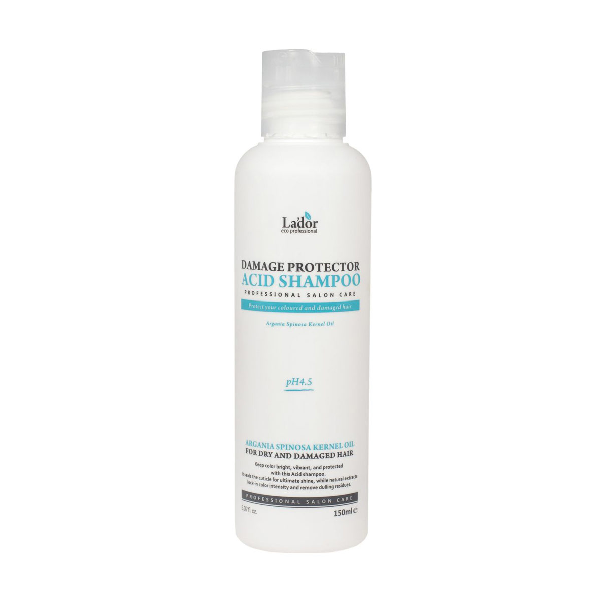 Безлужний шампунь La'dor Damage Protector Acid Shampoo, pH 4.5, для пошкодженого та сухого волосся, з аргановою олією, 150 мл
