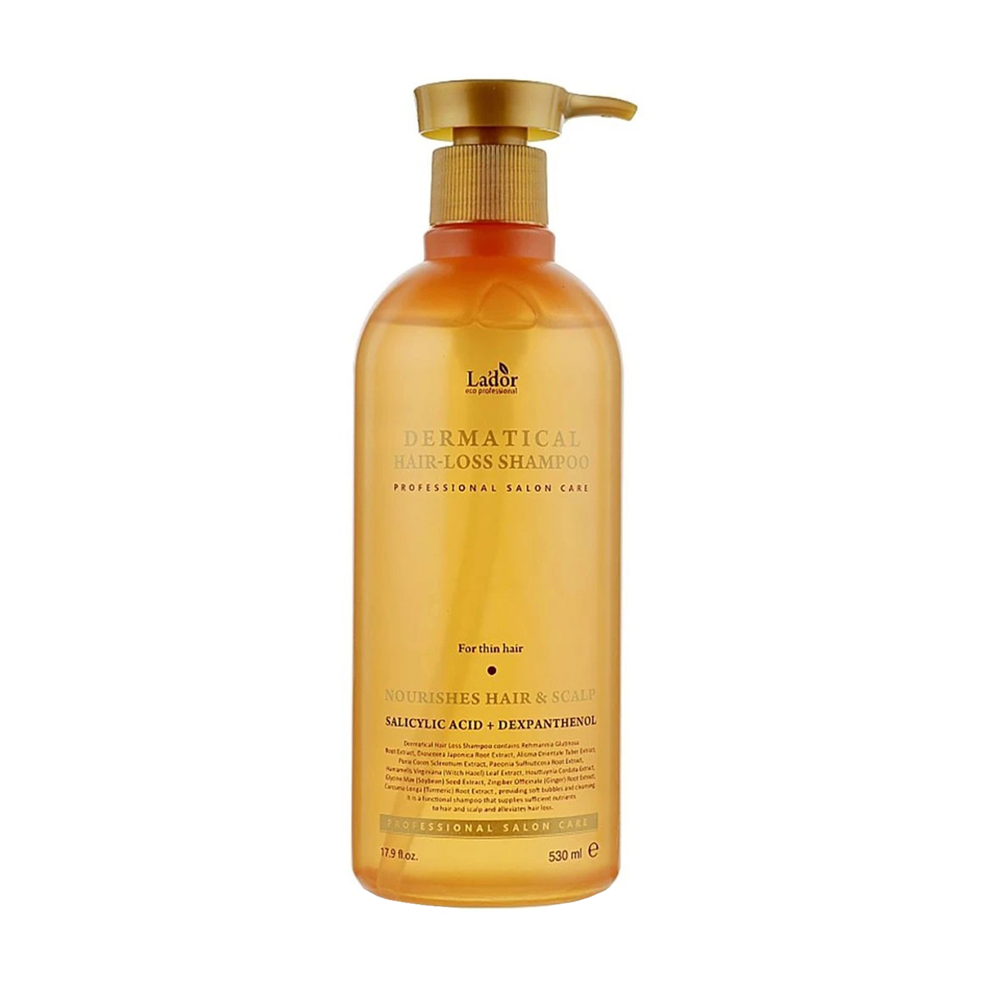 Зміцнювальний шампунь La'dor Dermatical Hair-Loss Shampoo For Thin Hair для тонкого волосся, проти випадіння, 530 мл