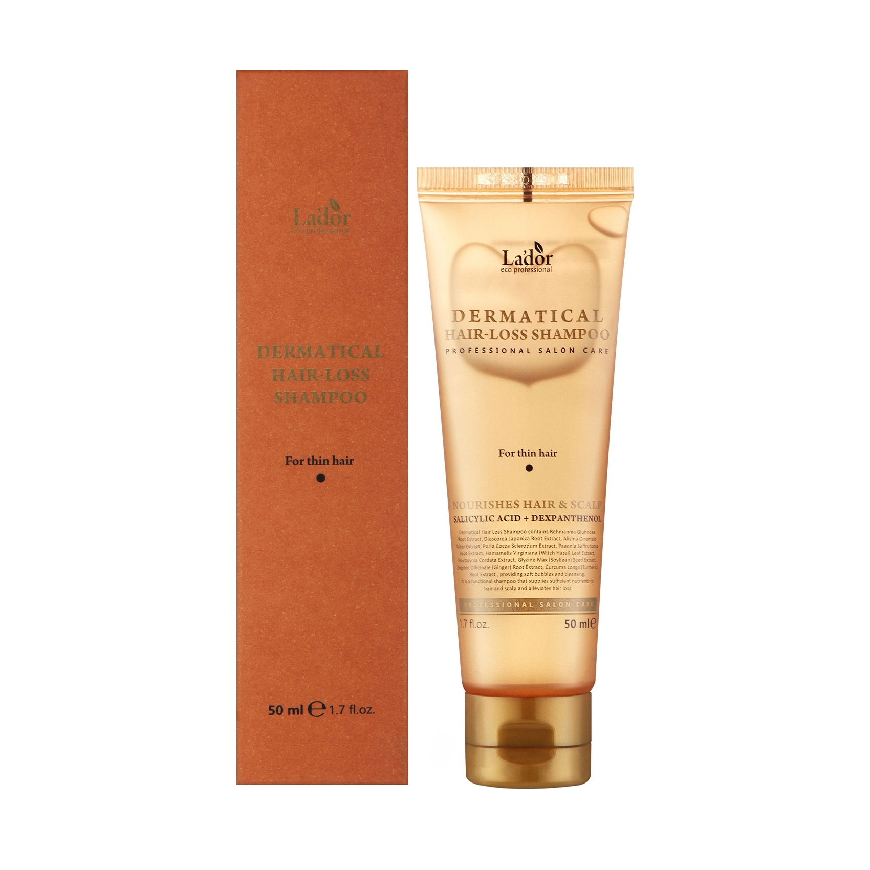 Зміцнювальний шампунь La'dor Dermatical Hair-Loss Shampoo For Thin Hair для тонкого волосся, проти випадіння, 50 мл